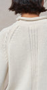 Striped Mock Neck Sweater with Rolled Neckline in IVORY - Women's Sweaters | Urban Daizy