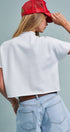 Urban Daizy American Flag Graphic Raw Edge Crop Tee White T-Shirt (Graphic) - Women's (UDZ-TP-01083-White) – alternate view 4