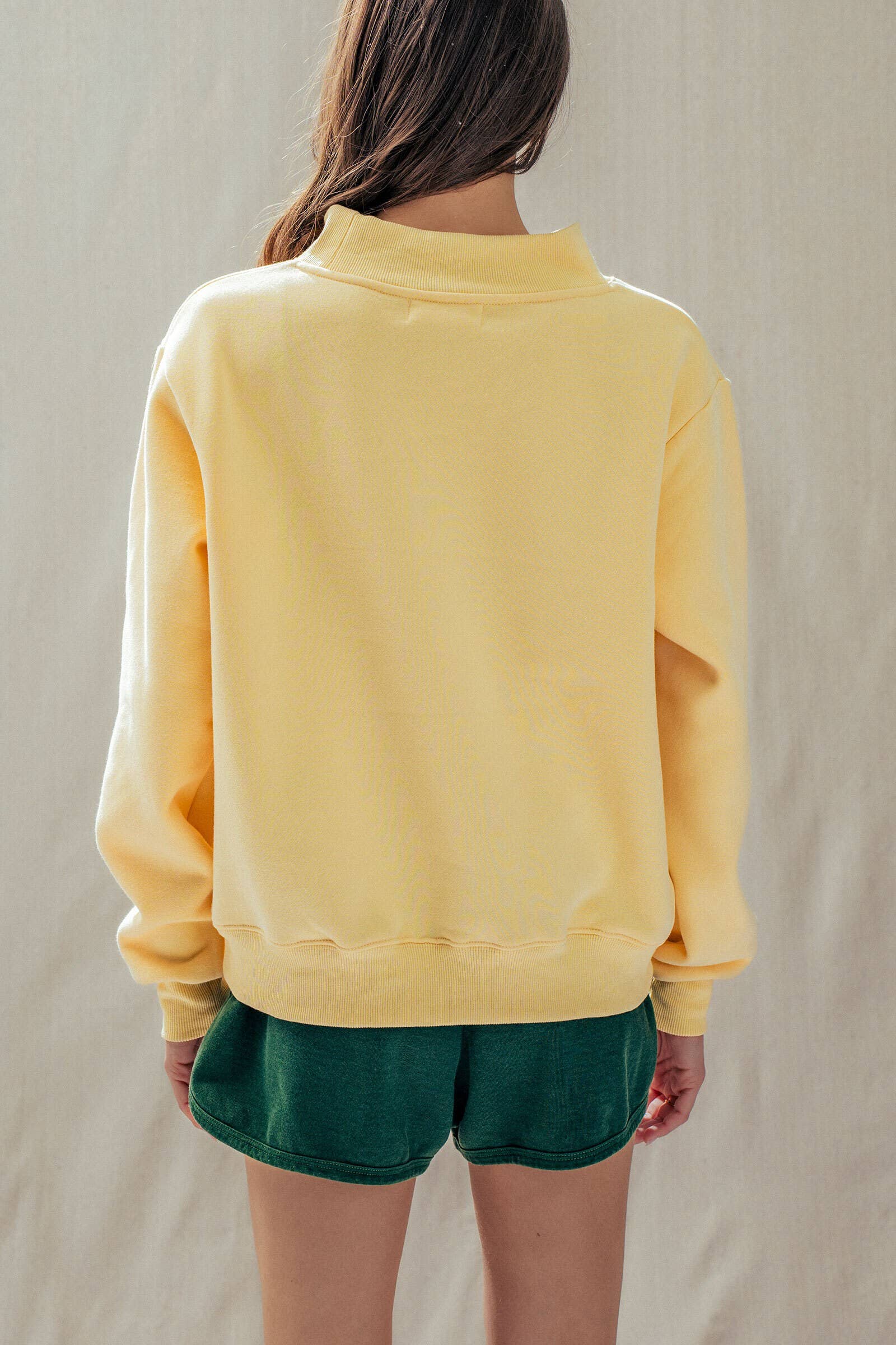Urban Daizy Mock Neck Drop Shoulder Sweatshirt Ivory Sweatshirt - Women's (UDTP1437-Ivory) – alternate view 5