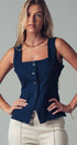 Urban Daizy Structured Square Neck Button-Up Vest Denim Suit Vest - Women's (UDZ-TP-00814)