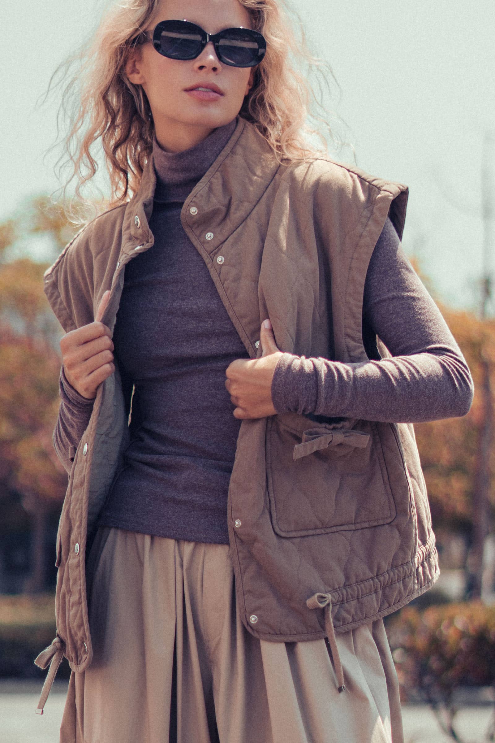 Vintage Washed Quilted Padded Vest