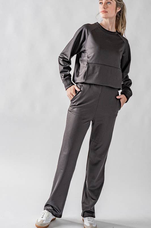High-Waisted Wide-Leg Micro Fleece Pants