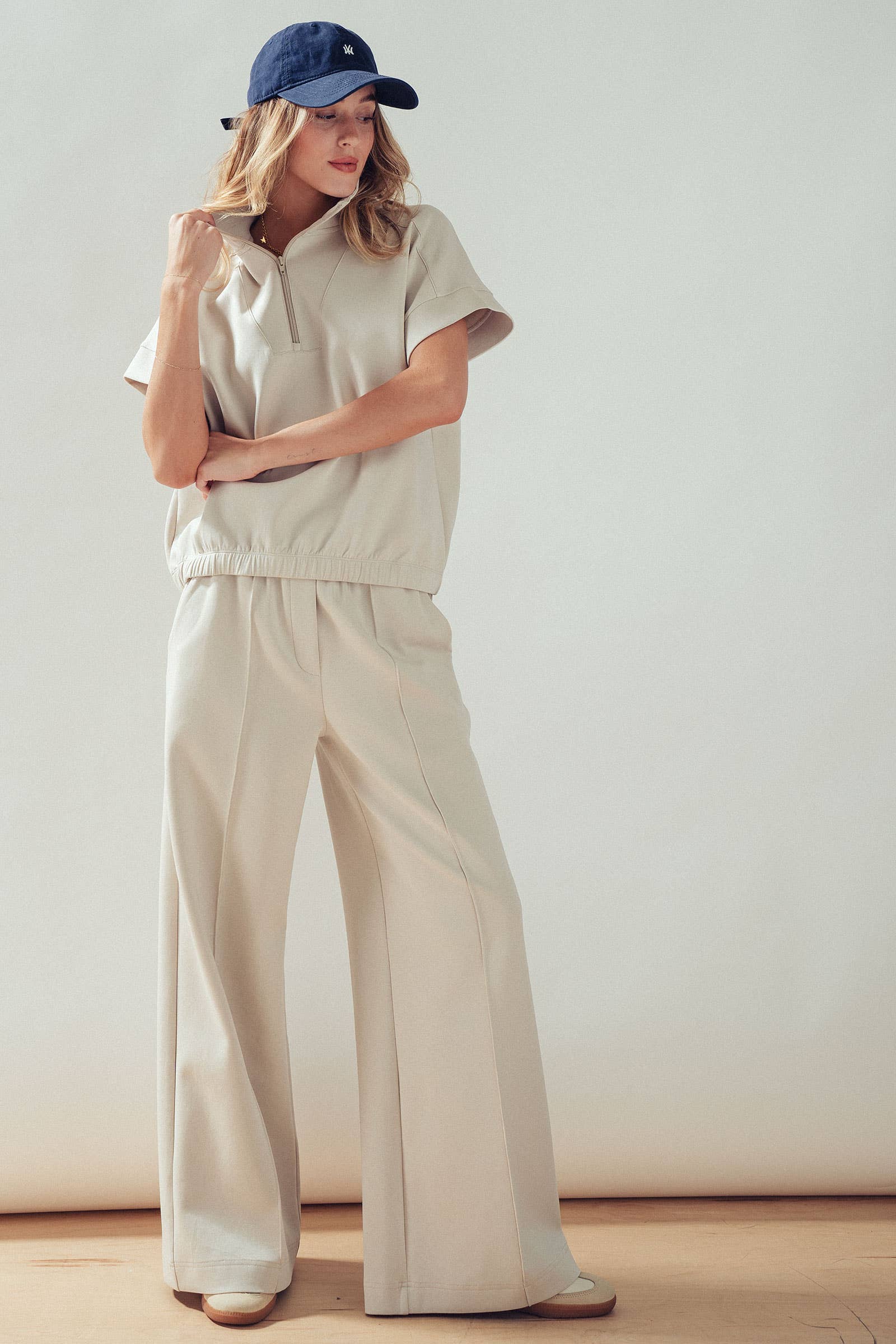 Half-Zip Short Sleeve Pullover Top