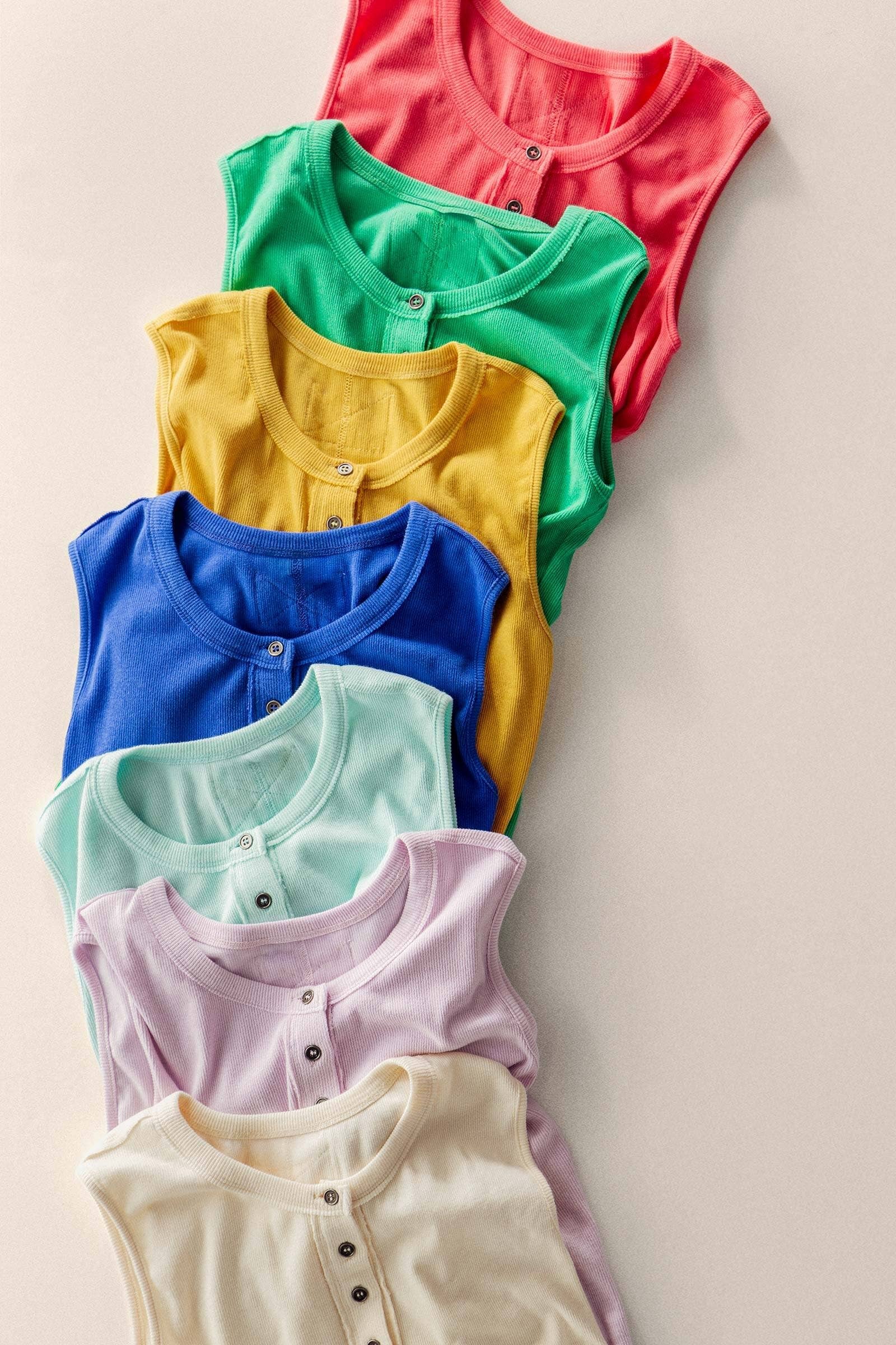 Urban Daizy Raw Edge Ribbed Henley Tank Black Tank Top - Women's (UDZ-TP-01039)