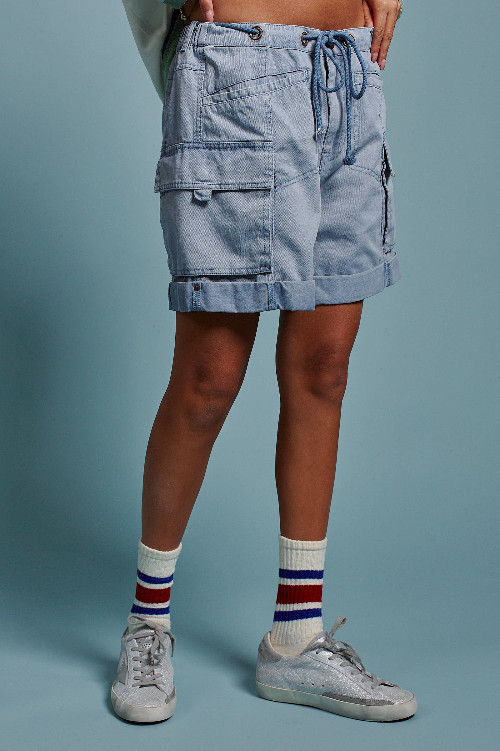 Mineral Wash Cotton Utility Cargo Shorts