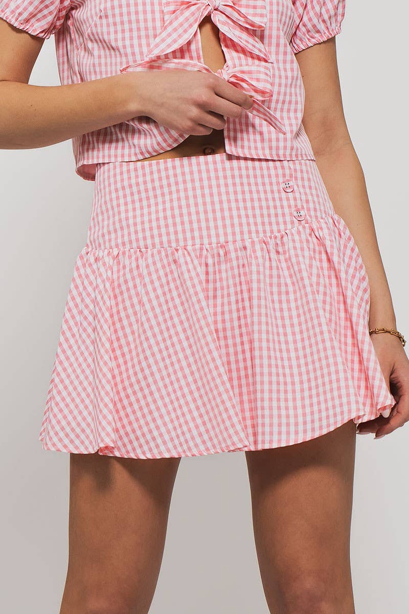 Urban Daizy Gingham Side-Button Mini Skirt Blue Skirt - Women's (UDZ-SK-00153) – alternate view 4