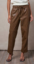 Faux Leather Drawstring Jogger Pants in BROWN - Women's Casual Pants | Urban Daizy