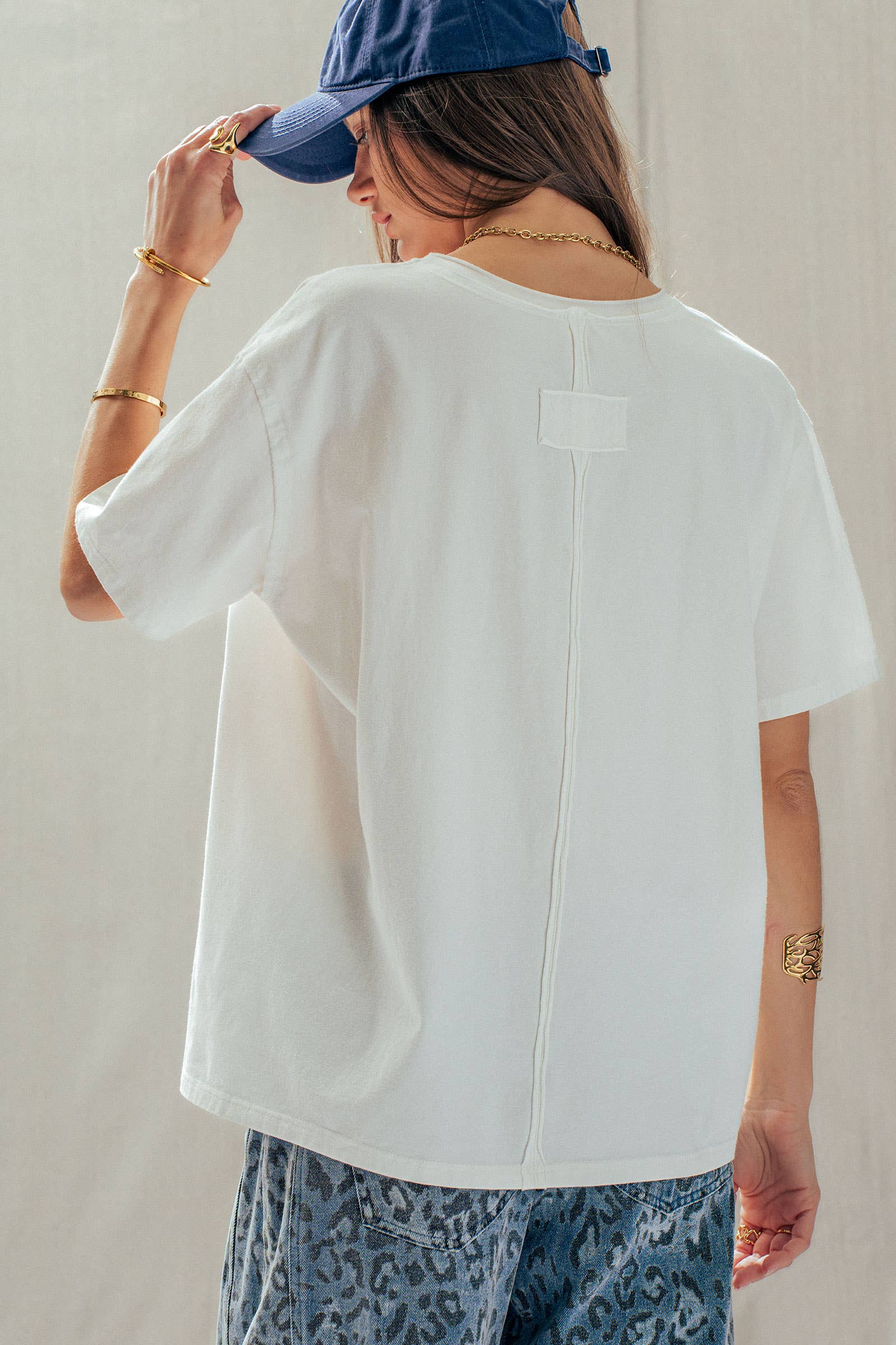 Exposed Seam V-Neck Tee