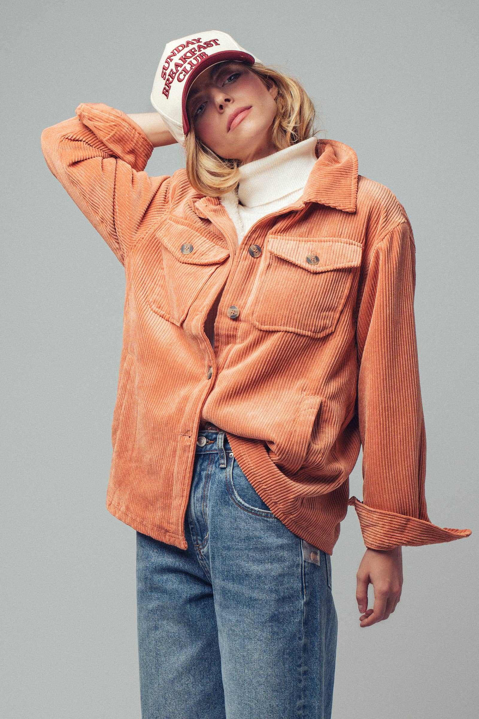 Urban Daizy Oversized Sherpa Lined Corduroy Shacket Beige Shirt Jacket Shacket - Women's (UDZ-OT-00163) – alternate view 12