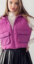 Urban Daizy Hooded Zip Up Cropped Puff Vest Orchid Outerwear Vest - Women's (UDZ-OT-00240)