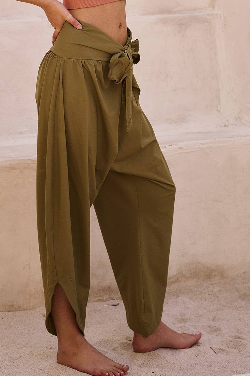 Urban Daizy Woven Tie-Waist Harem Lounge Pants Black Pants - Women's (UDZ-PT-00437)