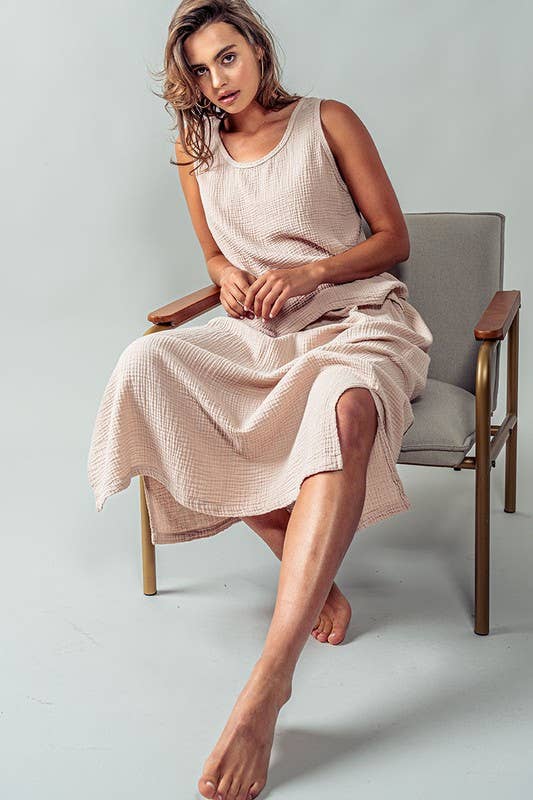 Urban Daizy Soft Double Gauze Elastic Waist Midi Skirt Blue-Sage Skirt - Women's (UDZ-SK-00060) – alternate view 9