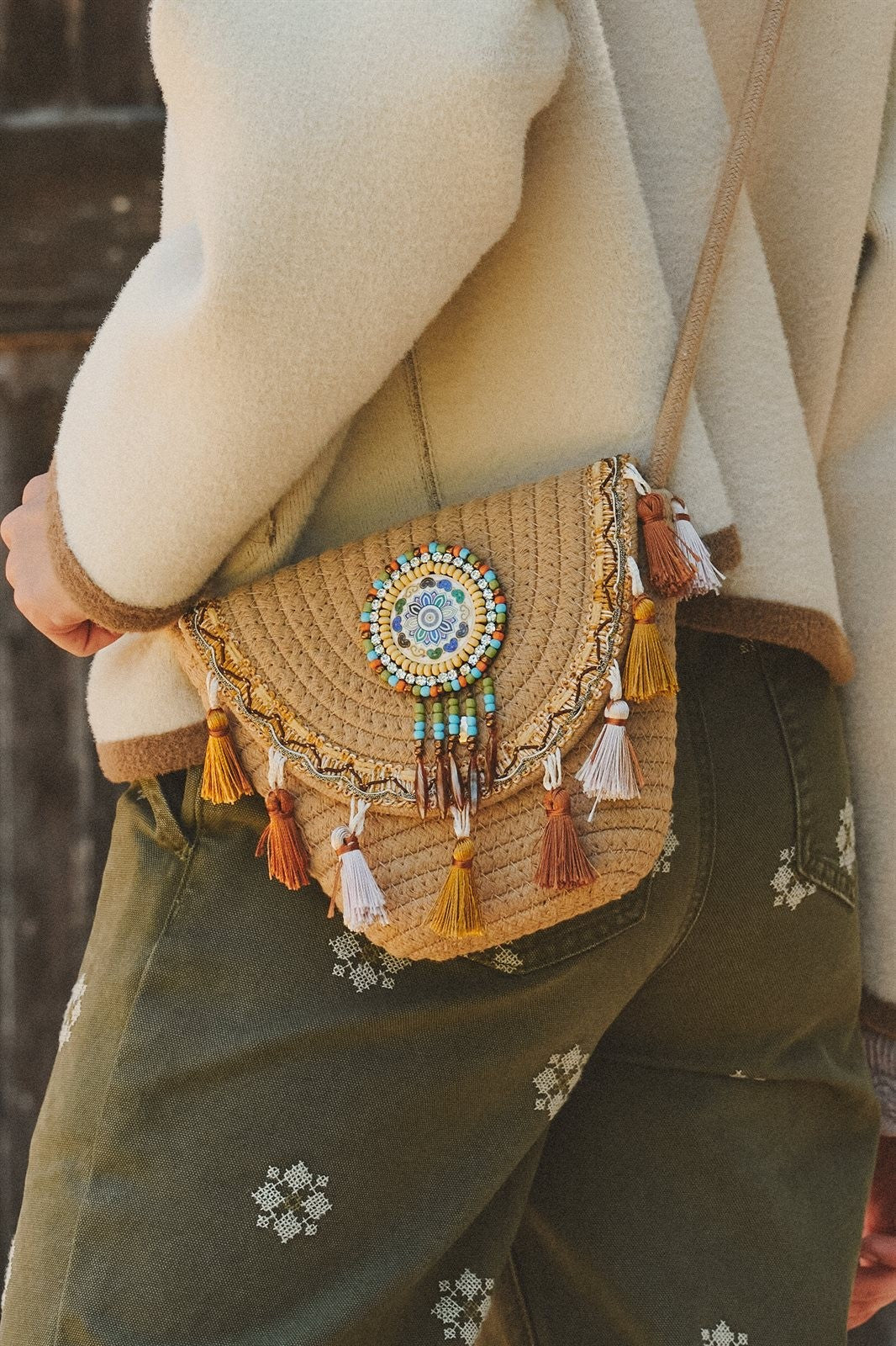 Dreamcatcher Tassel Crossbody in TAN - Women's Crossbody Bags | Urban Daizy