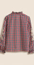 Floral Embroidered Gingham Blouse in Romantic Prairie Style in RED/NAVY - Women's Graphic T-shirts | Urban Daizy