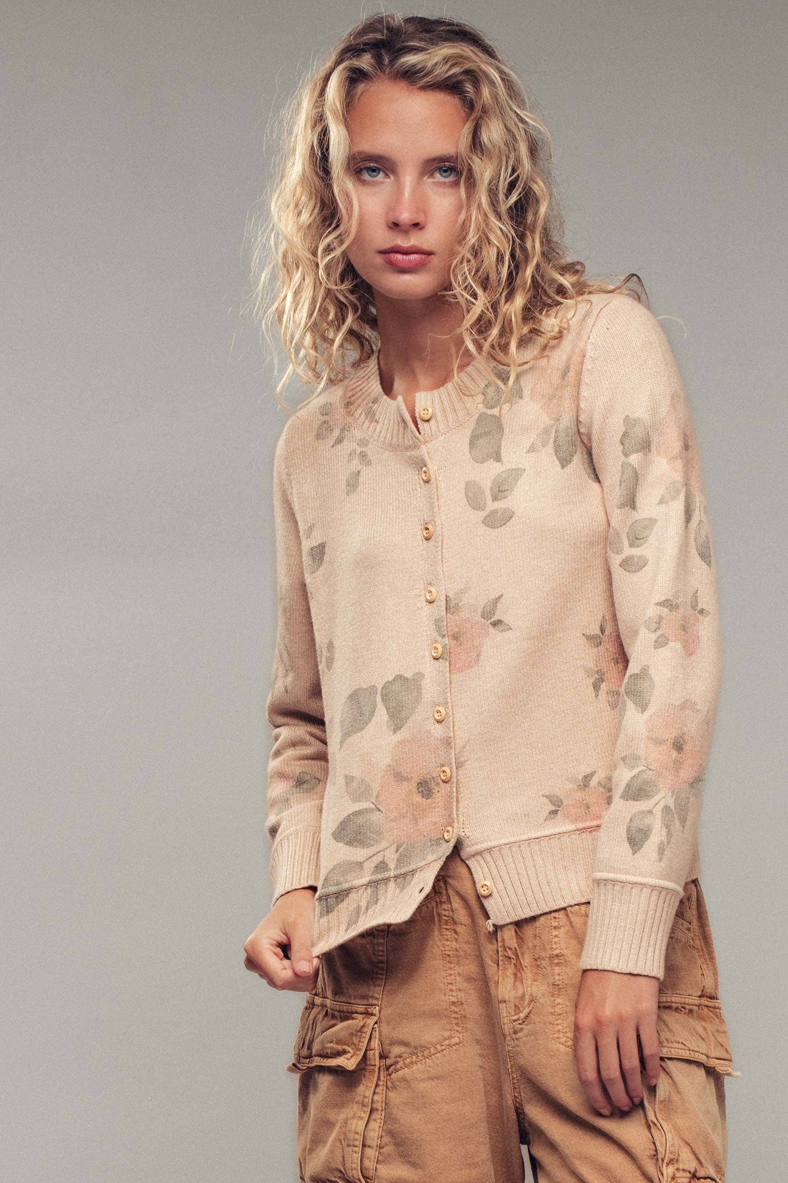 Romantic Floral Print Cardigan