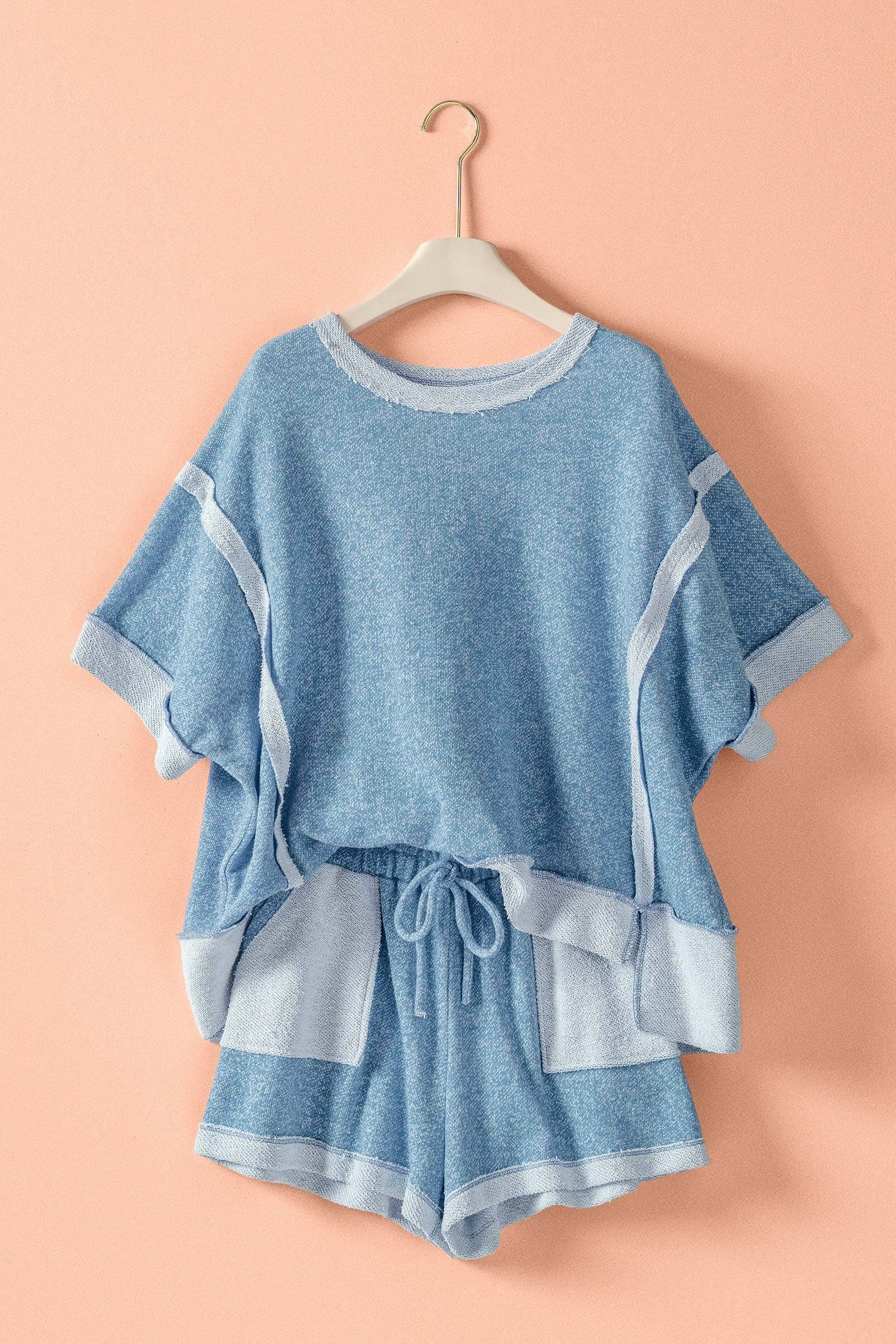 Urban Daizy Reverse Seam Terry Two-Piece Set Pink Lounge Set - Women's (UDST0146-Pink) – alternate view 12