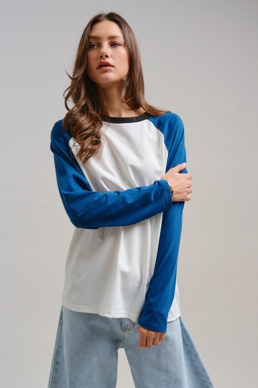 All-Star Vintage Baseball Tee in BLUE - Women's T-Shirts & Polos | Urban Daizy