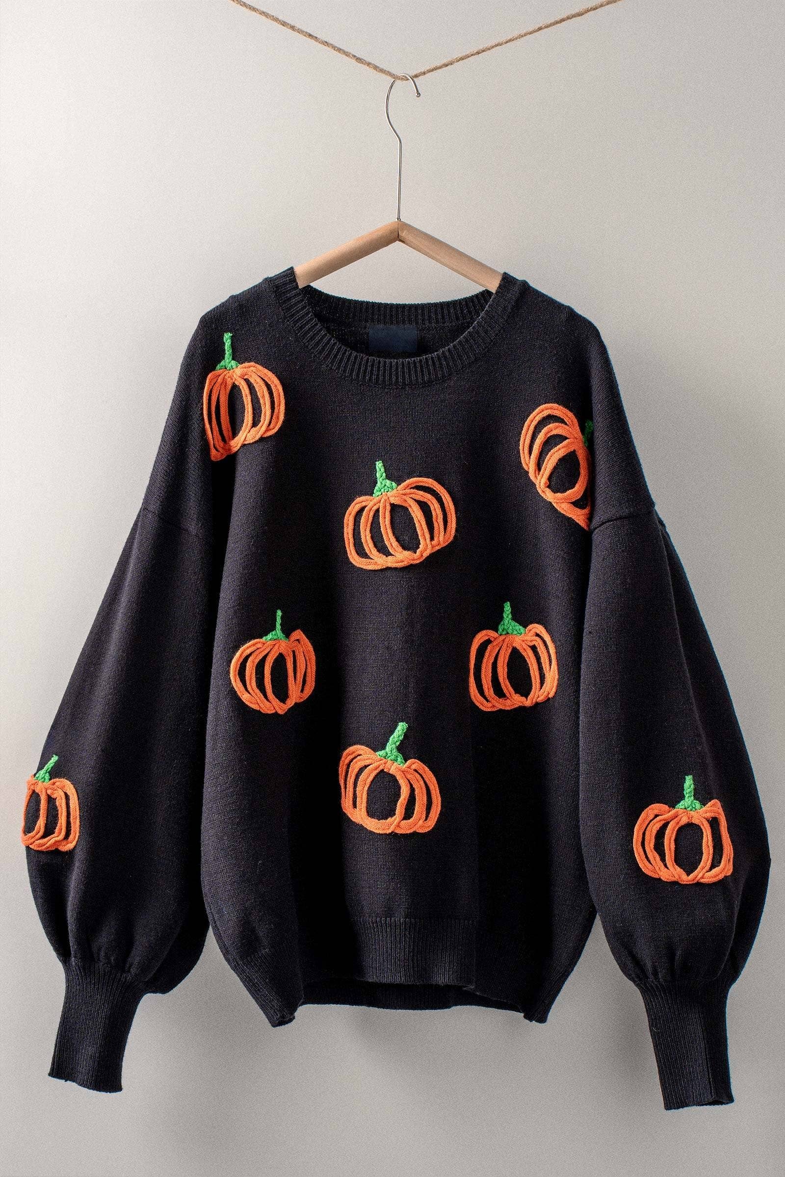 Pumpkin Patch Balloon Sleeve Sweater