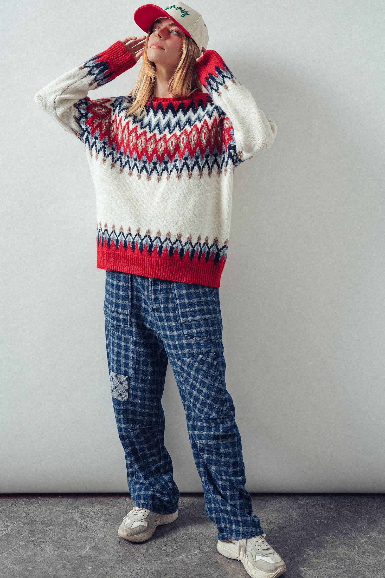 Urban Daizy Fair Isle Wool Blend Sweater Top Green-Multi Knit Sweater - Women's (UDZ-KN-00652) – alternate view 8