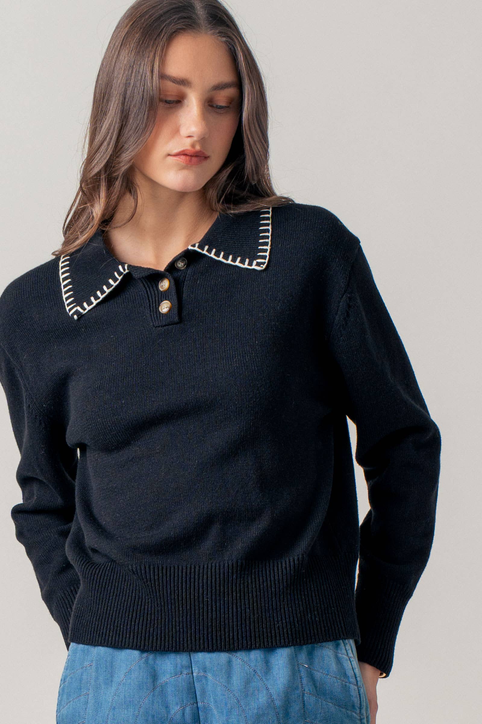 Modern Heritage Contrast Polo Knit Sweater