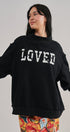 LOVED Varsity Patch Mock Neck Sweatshirt with Exposed Seams in BLACK - Women's Sweatshirts & Hoodies | Urban Daizy