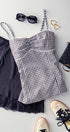 Urban Daizy Gingham Print Scallop Trim Sweetheart Crop Tank Top Black Tank Top - Women's (UDZ-TP-00708) – alternate view 2