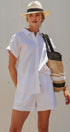 Coastal Ease Linen Short Sleeve Shirt in WHITE - Women's Tops | Urban Daizy
