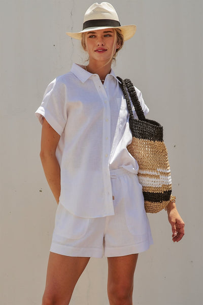 Linen Short Sleeve Button-Down Shirt