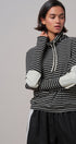 Striped Cowl Neck Drawstring Pullover Sweatshirt in BLACK - Women's Sweatshirts & Hoodies | Urban Daizy