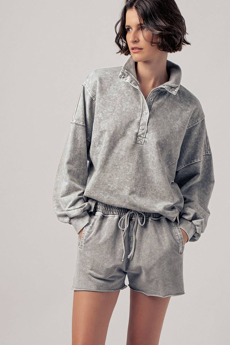 Vintage Wash Snap-Front Sweatshirt