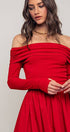 Urban Daizy Elegant Off Shoulder Ruched Long Sleeve Spring Midi Dress Red Dress - Women's (UDZ-DR-00366) – alternate view 8