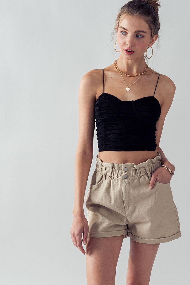 Urban Daizy Vintage High Waist Rolled Hem Denim Shorts Blue Shorts - Women's (UDZ-PT-00033) – alternate view 16