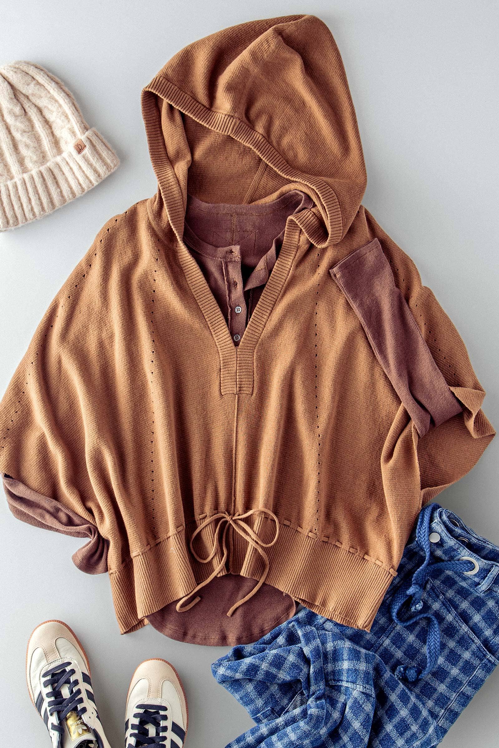 Urban Daizy Pointelle Short-Sleeve Knit Hoodie Honey Hoodie - Women's ï¿½ï¿½ï¿½ alternate 