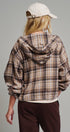 Plaid Flannel Hooded Shirt Jacket with Drawstring Hem in KHAKI - Women's Shirts & Blouses | Urban Daizy