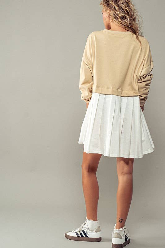 Urban Daizy Pleated Skirt Layered Statement Sweater Dress Rust Dress - Women's (UDZ-DR-00306) – alternate view 4