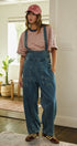Wide Leg Denim Overalls with Utility Pockets in DENIM - Women's Jumpsuits | Urban Daizy