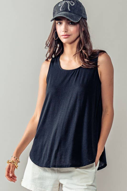 Urban Daizy Essential Scoop Neck Modal Babydoll Tank Top Baby-Blue Tank Top - Women's (UDZ-TP-00024) – alternate view 3