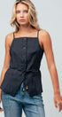 Buttoned Tie-Waist Cami Top in BLACK - Women's Tops | Urban Daizy