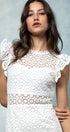 Urban Daizy White Lace Scalloped Ruffle-Sleeve Midi Dress White Dress - Women's (UDZ-DR-00345) – alternate view 11