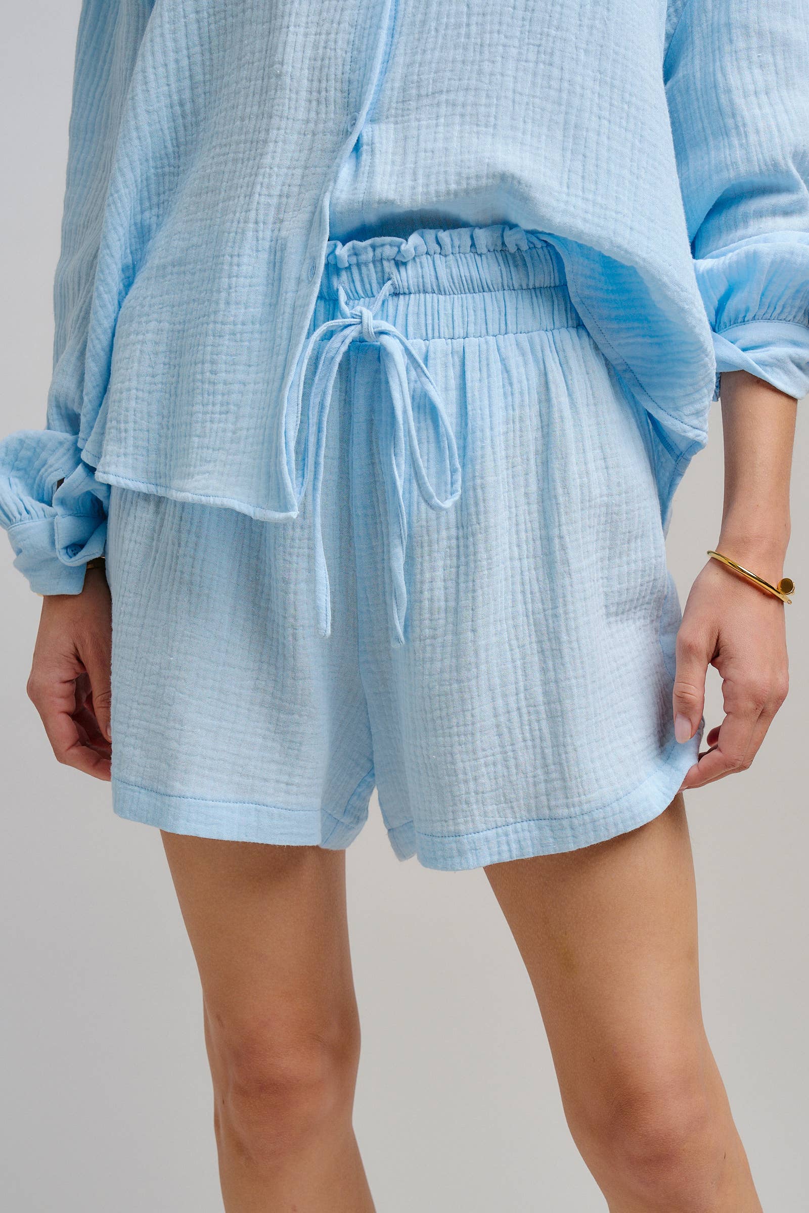 Crinkle Cotton Gauze Resort Button-Up Set