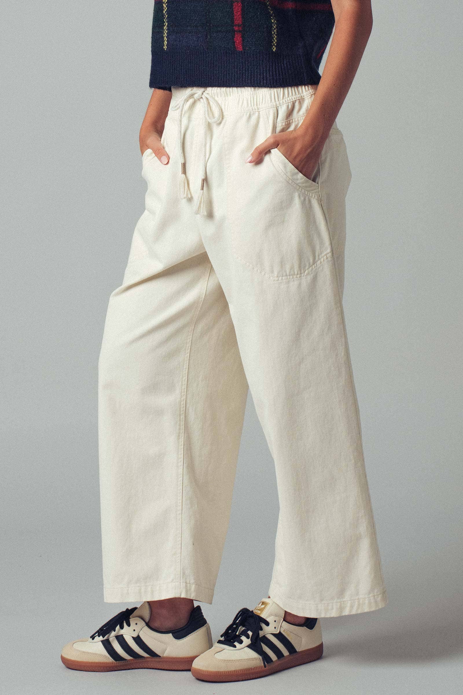 Light Blue Wide-Leg Cropped Pants