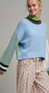Paneled Hues Knit Sweater in BLUE SAGE - Women's Sweaters | Urban Daizy