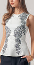 Urban Daizy Floral Embroidered Sleeveless Knit Peplum Top Ivory-Black Tank Top - Women's (UDZ-TP-01059) – alternate view 2