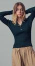 Urban Daizy Classic Fitted Ribbed Knit Polo Sweater Brown Knit Sweater - Women's (UDZ-KN-00657) – alternate view 24