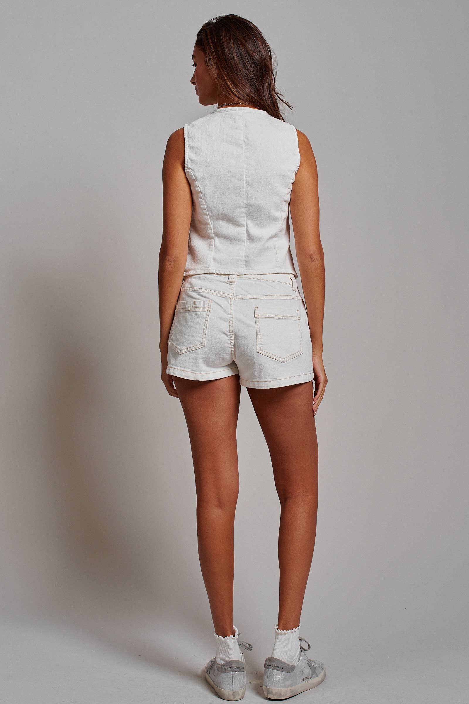 Studded Trim Denim Shorts