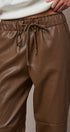 Faux Leather Drawstring Jogger Pants in BROWN - Women's Casual Pants | Urban Daizy