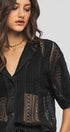 Urban Daizy Open Knit Button-Down Oversized Shirt Black Button Down Shirt - Women's (UDZ-TP-00111)