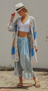 Boho Lace Trim Summer Linen Pants in BLUE - Women's Pants | Urban Daizy