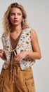 Urban Daizy Floral Tapestry Tie-Front Boho Vest Beige-Multi Outerwear Vest - Women's (UDOW0299-Beige-Multi) – alternate view 9