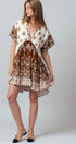 Urban Daizy Mixed-Print V-Neck Tiered Boho Mini Dress Ivory-Brown Dress - Women's (UDZ-DR-00476) – alternate view 16